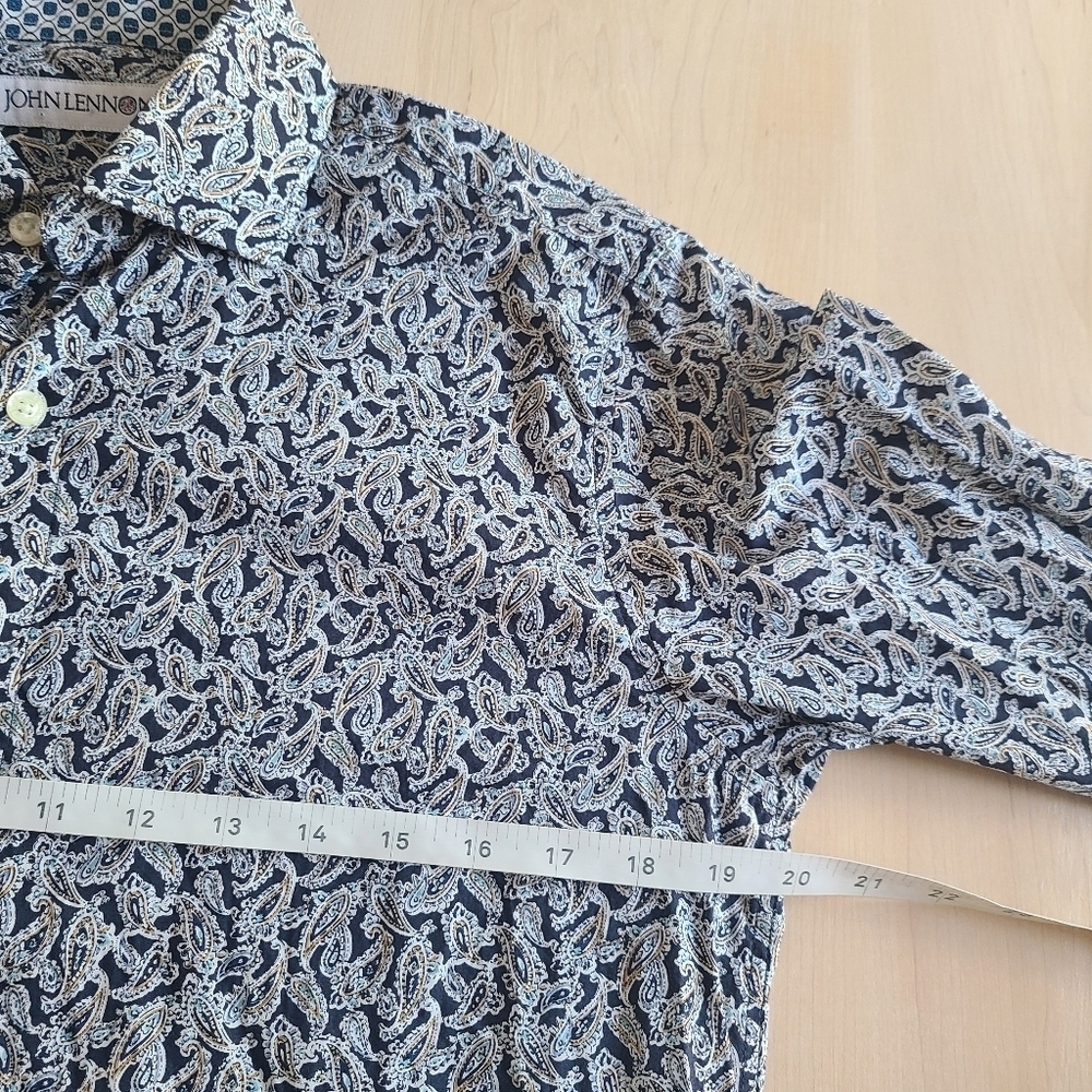 ☮️JOHN LENNON Elegant Navy Paisley Men's Shirt - Picture 6 of 11